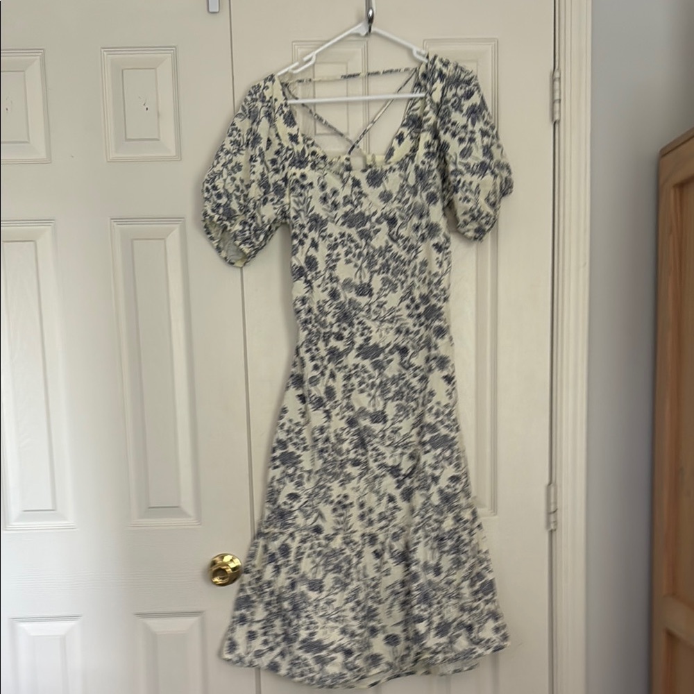 Blue and cream Scoop Neck Sundress